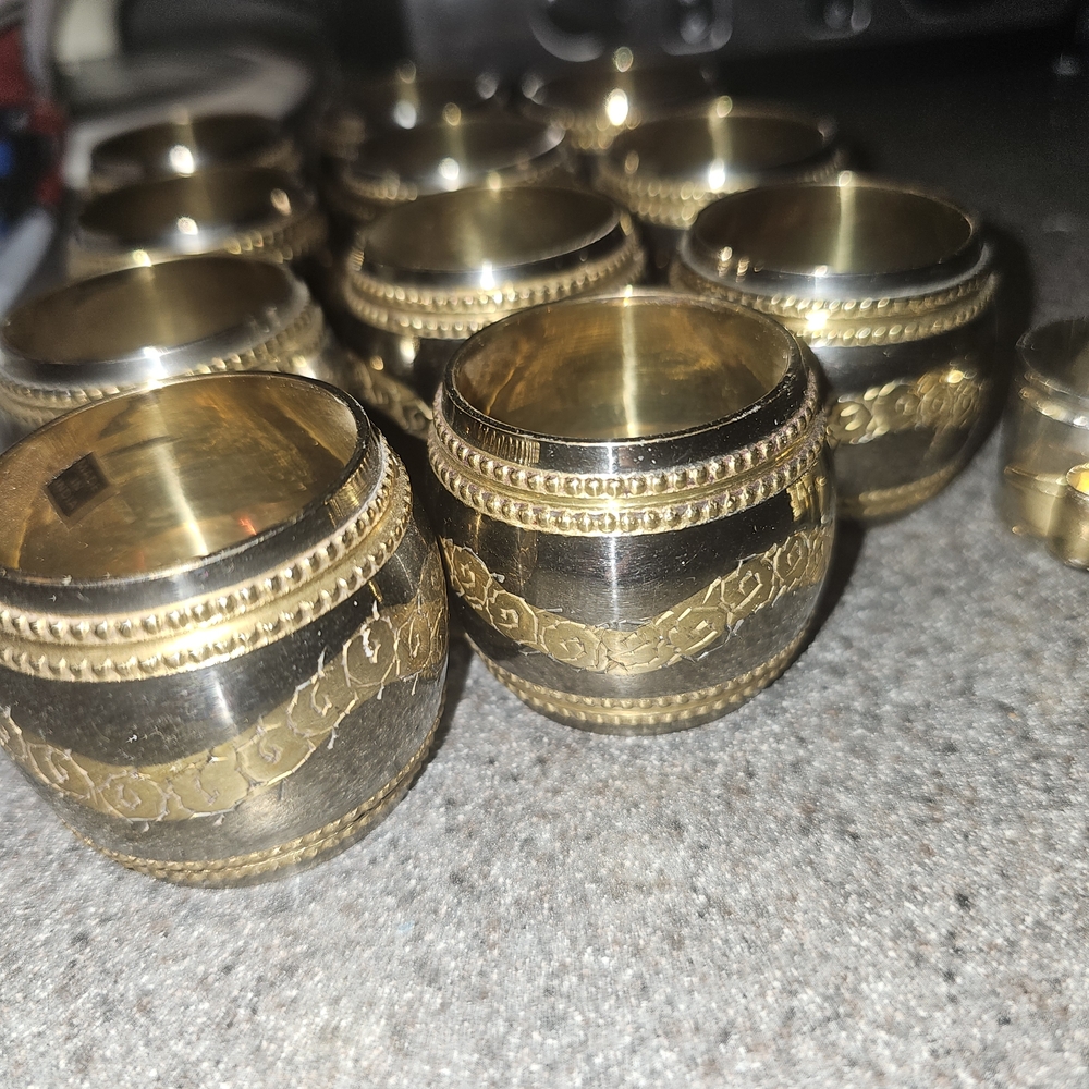 Elegant Gold and Black Brass Napkin Rings